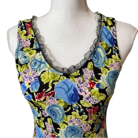 Y2k Dress Womens Medium Twyla Blu Floral Lace Colorful Whimsical 90s Fairy Midi - Picture 5 of 11
